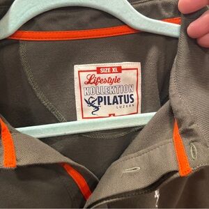 Kollektion Pilatus dark green/Olive and Orange‎ Polo Shirt  Sz L
